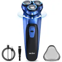 StarTech.com Elektrischer Rotationsrasierer für Herren - Dreifachklinge - Pop-up-Trimmer - Nass- und Trockenrasur - USB-C-Schnellladen - 85 Min. Laufzeit - Blau