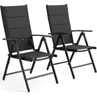 StarTech.com Gartenstuhl-Set - Klappbare Gartenstühle - 2er-Set - Aluminium - Hohe Rückenlehne - 7-fach verstellbar - Wetterfest - Schwarz