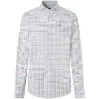 Hackett London für Herren. HM3010876 Blaues Hemd Three Col Tattersall (M), Weiß, Lässig, Baumwolle, Klassisch, Langarm