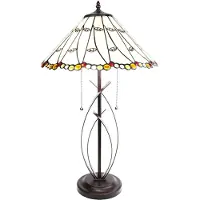 LumiLamp Clayre & Eef Tiffany Tischlampe Ø 41x68 cm Beige Glas