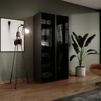Ravio Modularer Kleiderschrank ZEN Schwarz Matt Getöntes Glas Antisol 2-türig Schrank