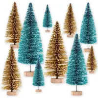 Sonstiges Mini Weihnachtsbaum Künstlich 10er Set mit Holzsockel, 4,5-16 cm