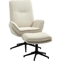 HOMCOM Relaxsessel mit Hocker Drehbarer Fernsehsessel mit Liegefunktion Beige