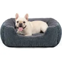 Merkloos Waschbare Hundebett für kleine Hunde, rechteckig, 51 x 48 x 15 cm, dunkelblau