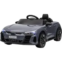 Fortuna Lai Kinder Elektroauto 12V Kinderauto mit 2,4 GHz Fernbedienung, 2 Motor, Kinderfahrzeug mit 4 gefederten Rädern, Hupe, Scheinwerfer, Musik, Sanftstart, Hilfsrad, für 3-5 Jahre, Grau