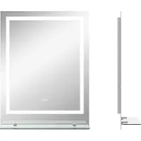 Fortuna Lai Badspiegel mit Beleuchtung, Wandspiegel mit 3 Lichtfarben, IP44 Lichtspiegel mit Touch-Schalter, Memory-Funktion, Badezimmerspiegel mit Anti-Beschlag, 70 x 50 cm