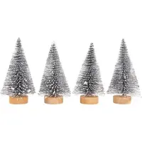 Sonstiges Künstlicher Mini Weihnachtsbaum 4 Stück 4.5cm x 10.5cm Silber PET Desktop Dekoration