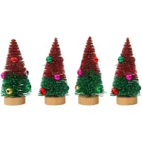 Sonstiges Künstlicher Mini Weihnachtsbaum 4,5cm x 10,5cm Rot Grün 4er Set
