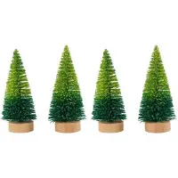 Sonstiges Künstlicher Mini Weihnachtsbaum 4er Set 4,5cm x 10,5cm Hellgrün Dunkelgrün