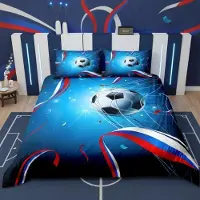 Sonstiges Bettwäsche-Set Fußball Motiv 155x220cm Mikrofaser Mehrfarbig 2-teilig Reißverschluss