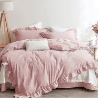 Trankielo - Roséfarbene Bettwäsche-Set mit Reißverschluss - 3-teilig - Mikrofaser - allergiefreundlich - 135 x 200 cm