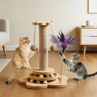 Dripio 4-in-1 Kratzbaum & Katzenspielzeug, 50 cm, Sisal, mit Bällen und Federn