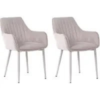 Beliani Esszimmerstuhl 2er Set Beige Stoff mit Metallbeinen Armlehnen Retro Design Polsterstuhl Wohnzimmer Esszimmer Ausstattung