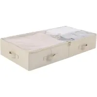 Merkloos Aufbewahrungsbox mit durchsichtigem Deckel, zusammenklappbar, beige, 85 x 43 x 15 cm