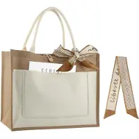 Merkloos Omgoods – Große Jute-Tasche mit Baumwollgriffen, wiederverwendbar