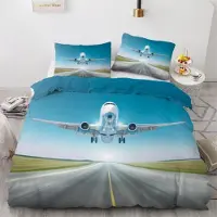 Sonstiges Bettwäsche-Set Flugzeug 220x240 cm 3-teilig Mikrofaser Wendebettwäsche mit Reißverschluss 3D Motiv