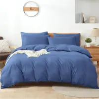 Trankielo – Bettwäsche-Set, 220x240 cm – Baumwolle, Blau – Inklusive 2 Kopfkissenbezügen, 80x80 cm, atmungsaktiv, hypoallergen