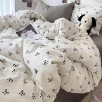 Sonstiges Bettwäsche Set 220x240cm Weiß Schwarz Schleifen 3-teilig Mikrofaser mit Reißverschluss