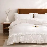 Merkloos Omgoods – Bettwäsche-Set, 220x240 cm, mit Rüschen und Kissenbezügen