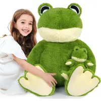 Merkloos Omgoods – XL Kuscheltier Frosch mit Baby, 100 cm