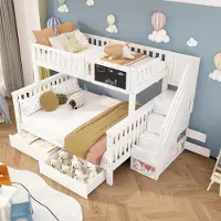 Sonstiges Hochbett mit Stauraum 90x200 cm Kiefernholz Weiß