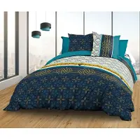 Merkloos Solidchoice – Bettwäsche-Set für Doppelbett, Baumwolle, Blau, Gelb, 220 x 240 cm