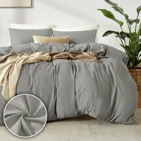 Merkloos Bettbezug-Set mit zwei Kopfkissenbezügen (40 x 70 cm), einfarbig taupe, aus weicher Polyester-Qualität