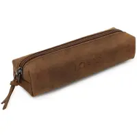 OEM Leder Klemmheft für Stifte und Kosmetikartikel - Büro - Cognac