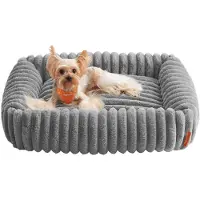 Songmics Orthopädisches Hundebett waschbar flauschig 71x55cm grau