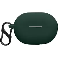 Kwmobile Schutzhülle für Huawei FreeBuds Pro 3 Hülle - TPU Silikon Case für Kopfhörer Ladecase - stoßfestes Cover mit Karabiner - Dunkelgrün