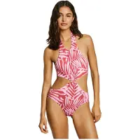 Pepe Jeans für Damen. PLB10550 Roter Badeanzug mit Blattknoten (L), Strandbekleidung, Polyester