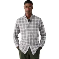 Hackett für Herren. HM3010867 Kariertes Flanellhemd in Tailored Fit, grau (XL), Lässig, Baumwolle, Klassisch, Langarm