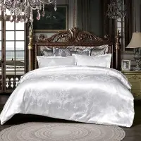 Sonstiges Bettwäsche-Set 135x200 cm 2-teilig Weiß Microfaser Jacquard Blumenmuster mit Reißverschluss