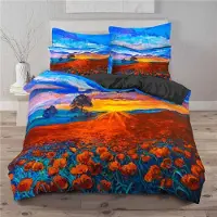 Sonstiges Bettwäsche Set 200x220cm + 2 Kissenbezüge 80x80cm Gelbe Sonnenblumen Tropische Blumen Mikrofaser