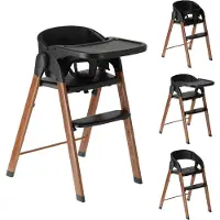 Deryan Luxe Kinderhochstuhl - Mitwachsend - Klappbar - Schwarz/Holzoptik