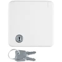 Berker 421209 Steckdose SCHUKO mit Abdeckpl., Klappd. u. Schloss wgUp IP44 polarweiß, glänzend