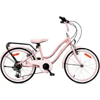 Sun baby Heart Bike Kinderfahrrad 20 Zoll Mädchen, Fahrrad für Kinder ab 6 Jahre, 1-Gang, V-Brake, Gepäckträger, Reflektoren Silver Moon Rosa, 20 Zoll