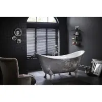 Casa Padrino Jugendstil Badewanne freistehend Edelstahleffekt Modell He-Lyd 173 x 75 x 81 cm - Retro Antik Badewanne Barock Stil