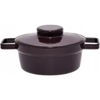 Riess Kasserolle Aromapod mit Deckel Ø20cm 1,2 Liter Dark Aubergine Emaille