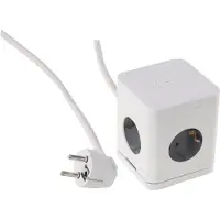 Q-Link Steckdosenleiste Cube - 4-fach mit Schutzkontakt - Inklusive 2 x USB-A und 1 x USB-C Anschluss - Kabellänge 1,5 m - Maximale Leistung 3680 Watt - Farbe Weiß/Grau