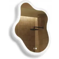 Artforma Badspiegel 74x94cm - Unregelmäßigmit LED Beleuchtung - LED Dual und Touchsensor und Heizmatte