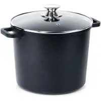 Artemis Edelstahl-Kochtopf mit Glasdeckel, hoch, zum Kochen und Schmoren, 7,6 Liter