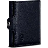 Markenlos VON Slim Wallet mit XXL Münzfach & RFID-Schutz - Mini Geldbörse Herren & Damen - Kartenetui Kreditkartenetui - Portmonee Geldbeutel Portemonnaie klein Schwarz
