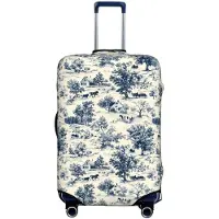 Markenlos Kofferhülle – Weiche Abdeckungen mit Vintage-Dorfdesign für Gepäck, geeignet für Koffer von 55,9 bis 61 cm