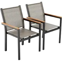 StarTech.com Gartenstühle - Stapelbare Outdoor Essstühle - 2er Set - Aluminiumrahmen - Textilene Sitzfläche - Mit Armlehnen - Belastbar bis 150 kg - Leinenbraun
