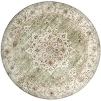 FRAAI Vintage Gartenteppich Rund | Santo Medaillon Grün | Ø 200cm | Grün | 3D | Mesh | Rund