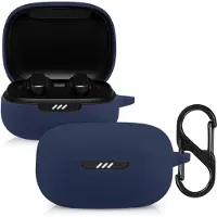 Kwmobile Schutzhülle für JBL Live Pro Plus Hülle - TPU Silikon Case für Kopfhörer Ladecase - stoßfestes Cover mit Karabiner - Dunkelblau