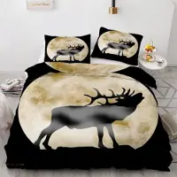 Sonstiges Bettwäsche-Set 200x200 cm 3-teilig Mikrofaser 3D Motiv Elch Mond mit Reißverschluss