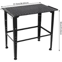 StarTech.com Schweißtisch - Schwerlast-Werkbank - 102 x 60 cm - 599 kg Traglast - Höhenverstellbar - 3 mm Kohlenstoffstahlplatte - 2 Ablageflächen - Spannlöcher