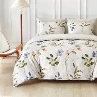 Sonstiges Bettwäsche-Set 135x200 cm 4-teilig Mikrofaser Herbst-Blattdesign Beige mit Reißverschluss